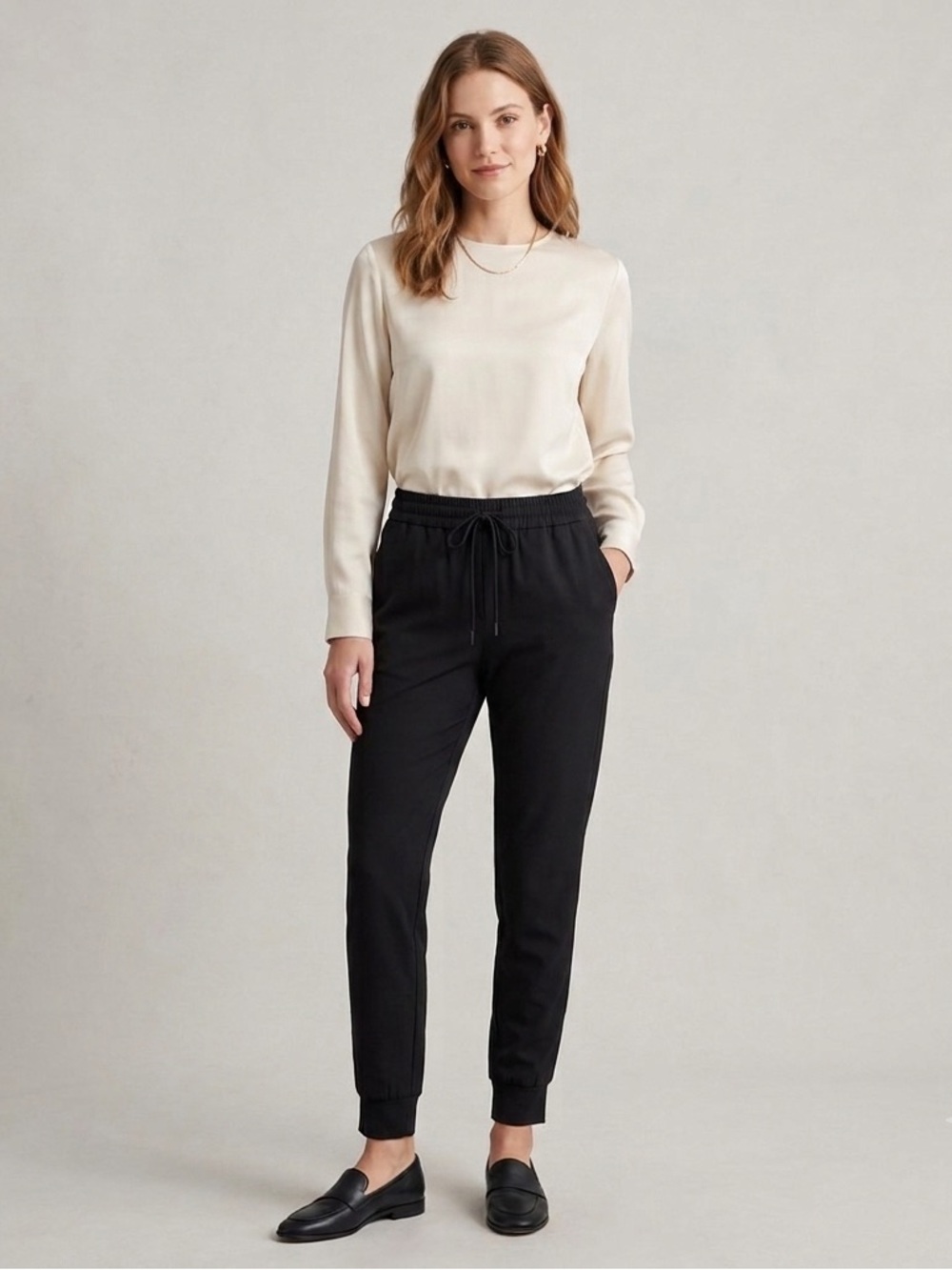 NWT LA12ST Black Drawstring Jogger Pants, Women’s Size Medium
